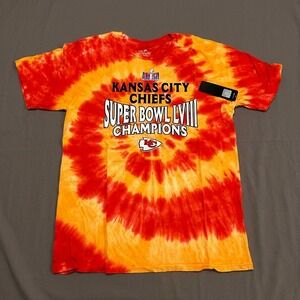 Majestic Threads Kansas City Chiefs Super Bowl LVIII Champions Tie Dye Shirt L